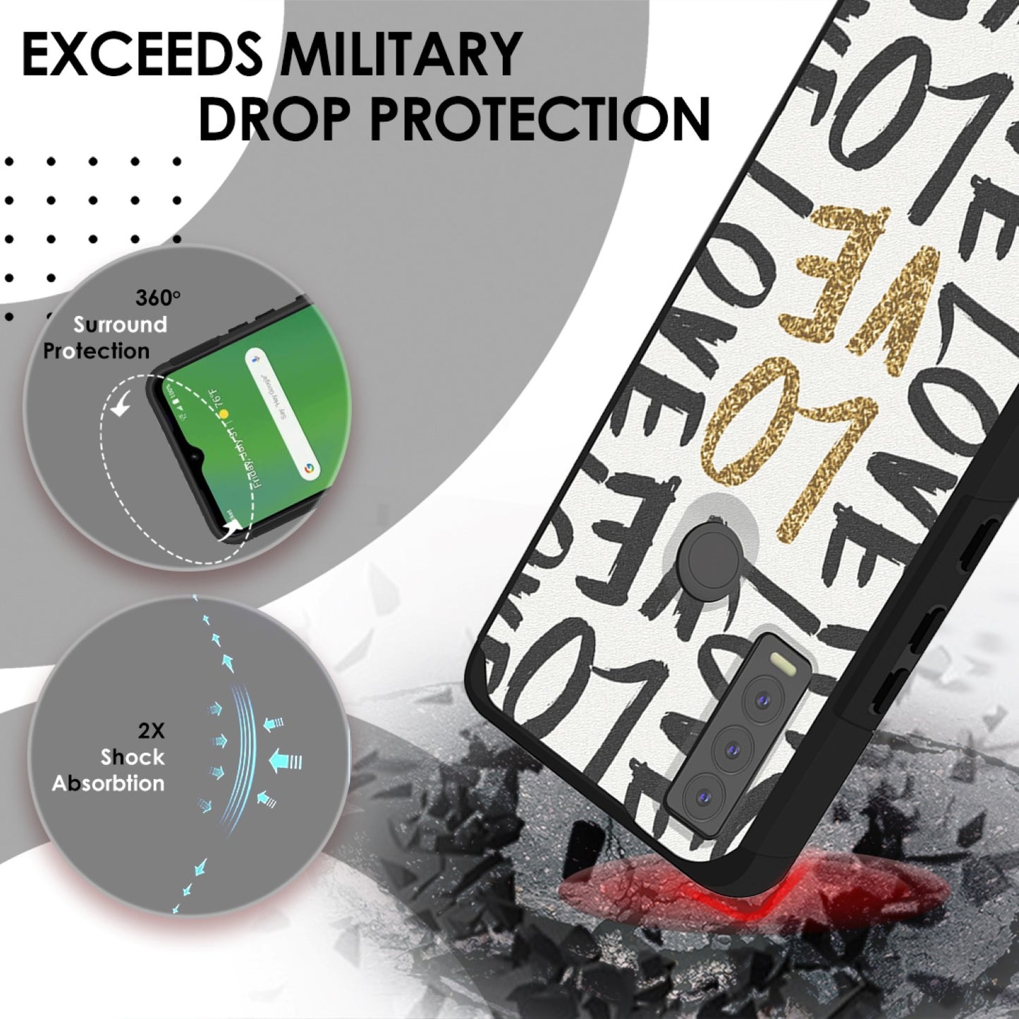 Cricket Ovation 3 Tough Strong MetKase Hybrid (Magnet Mount Friendly) Case Cover - Love (1105269)