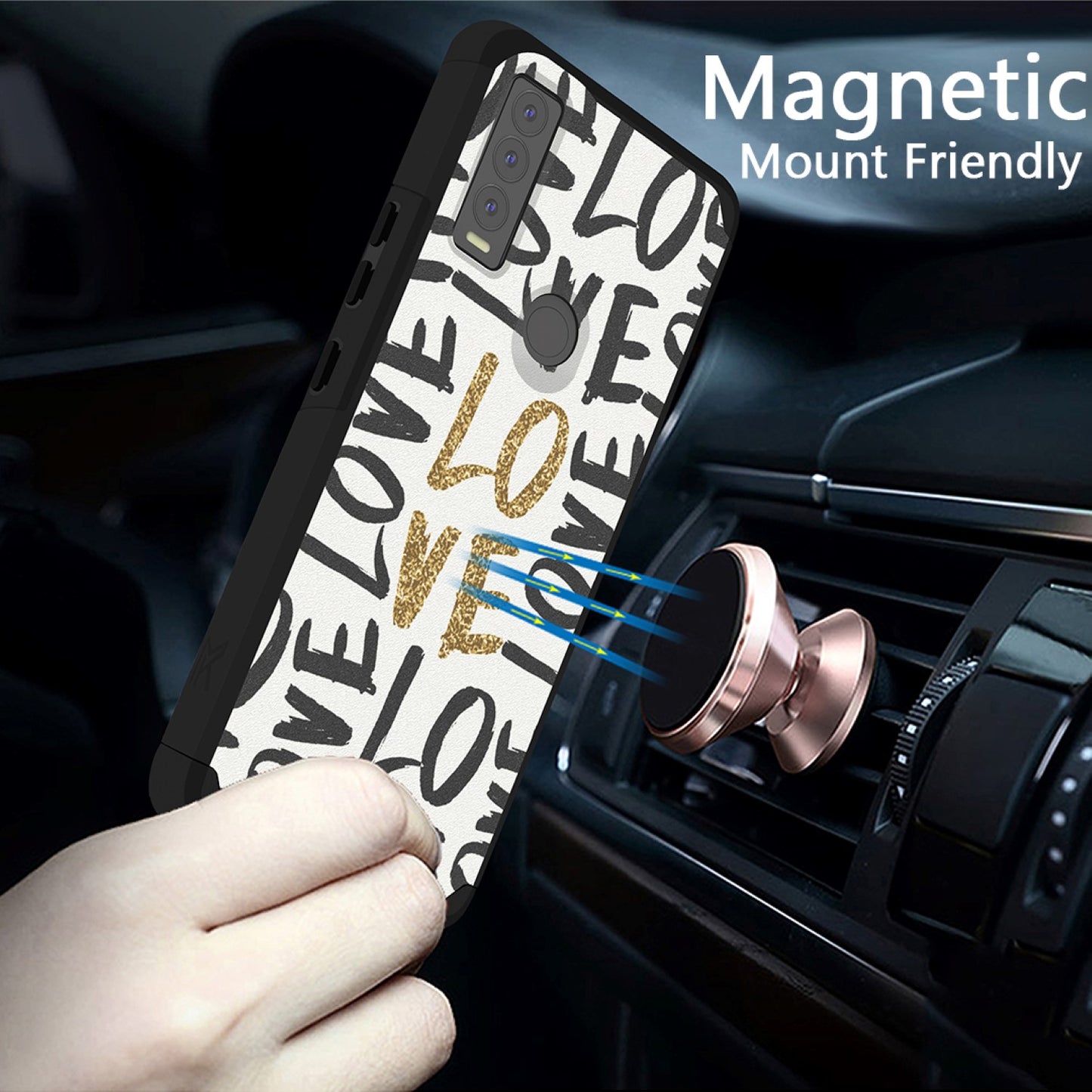 Cricket Ovation 3 Tough Strong MetKase Hybrid (Magnet Mount Friendly) Case Cover - Love (1105269)