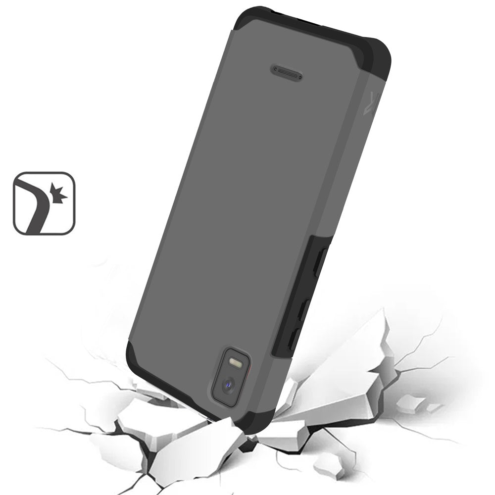 Cricket Debut Smart Tough Strong MetKase Hybrid (Magnet Mount Friendly) Case Cover - Charcoal Grey (1104871)