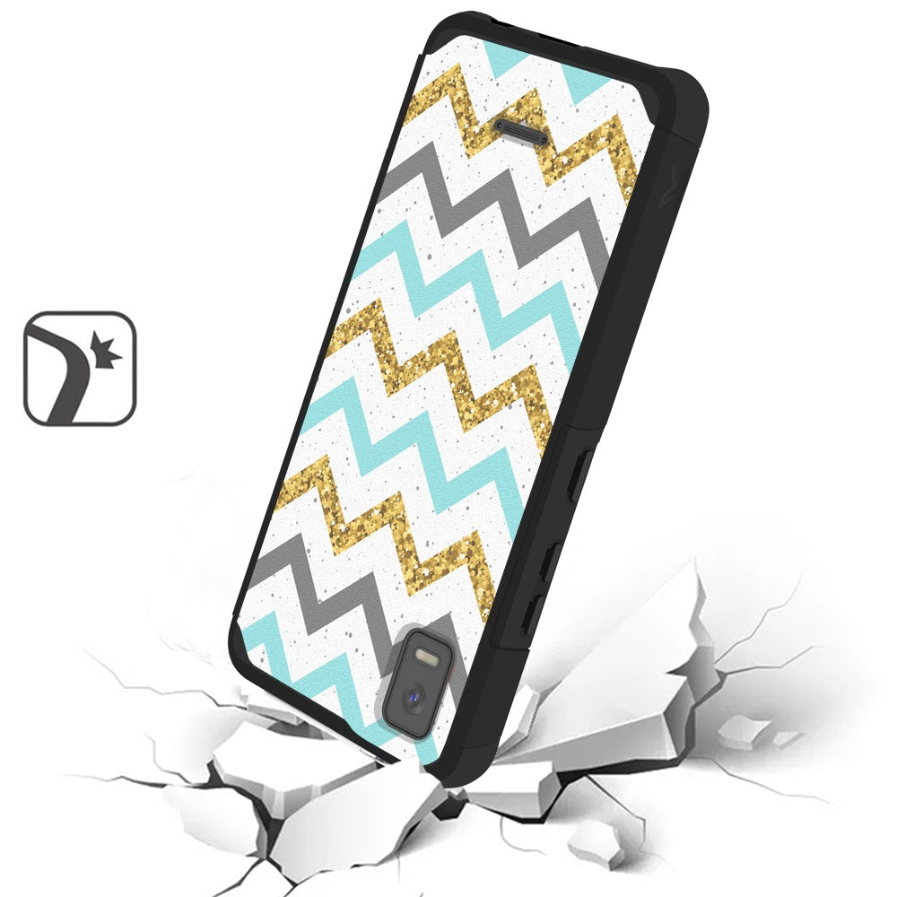 Cricket Icon 4 Tough Strong MetKase Hybrid (Magnet Mount Friendly) Case Cover - ZigZag (1105076)