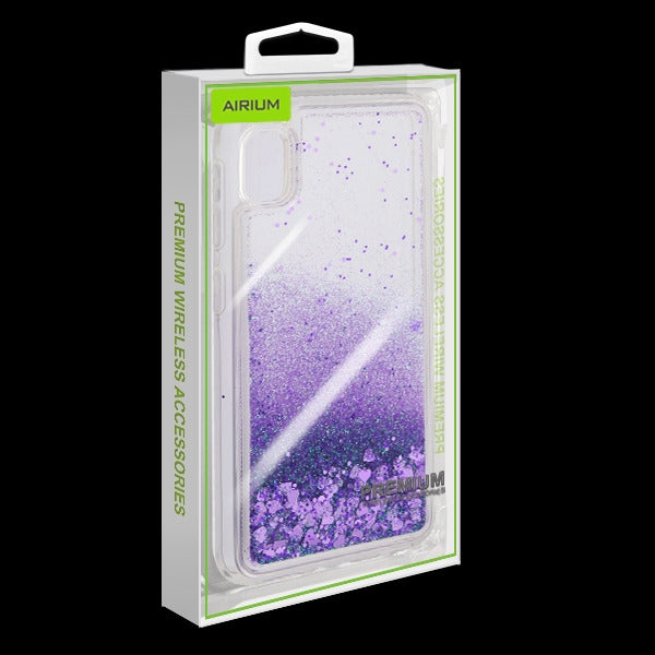 SAMSUNG A10E - Hearts & Purple Quicksand Glitter Hybrid Protector Cover (9496)