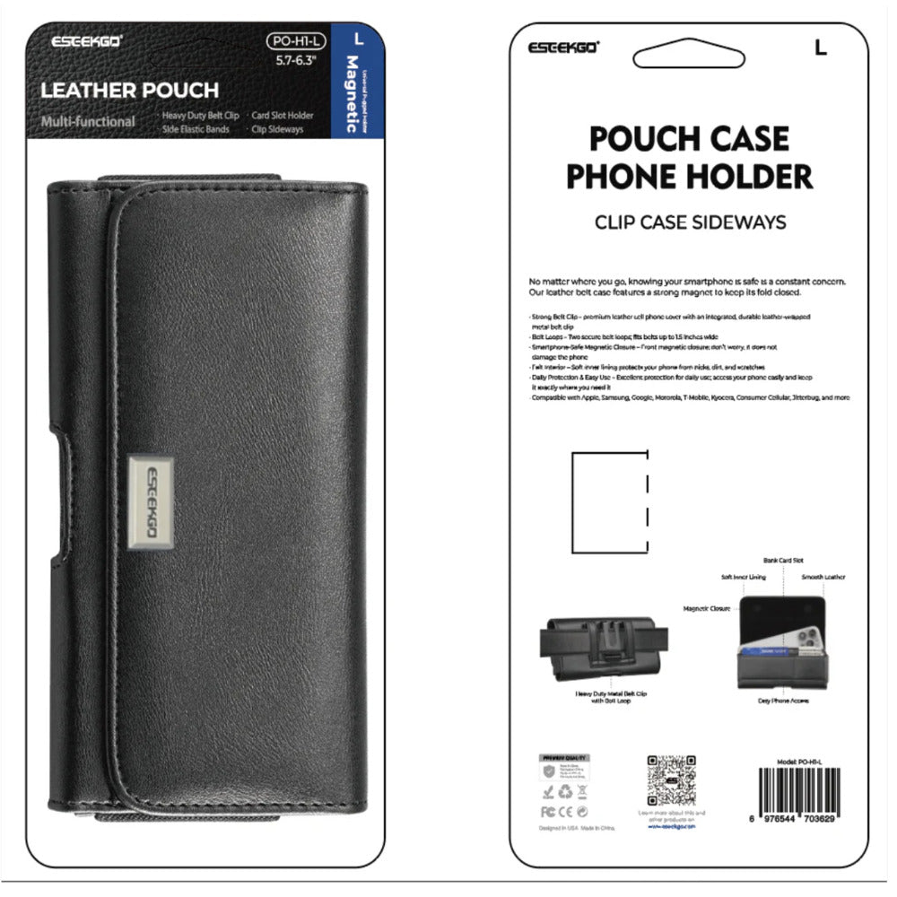 ESEEKGO Universal Magnetic Leather Phone Pouch PO-H1-L Suitable for 5.7-6.3 inch mobile phones ( 1103577) (MSRP $39.99)