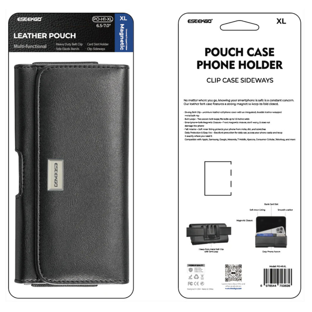 ESEEKGO Universal Magnetic Leather Phone Pouch PO-H1-XL Suitable for 6.5-7.0 inch mobile phones ( 1103579) (MSRP $39.99)