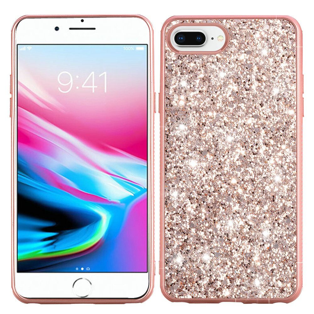 iPhone 8 Plus/7 Plus/6 Plus/6s Plus Sparkle Glitter Bling Fused Hybrid - Rose Gold (4733)