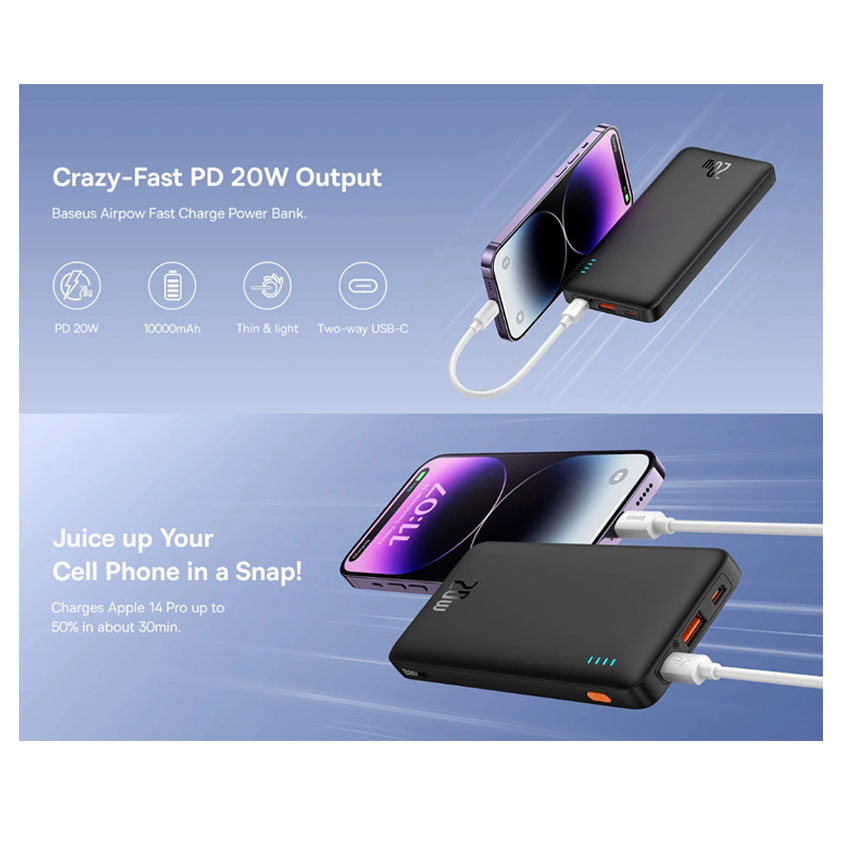 Baseus Airpow Fast Charge Slim PowerBank 10000mAh 20W (1107400)