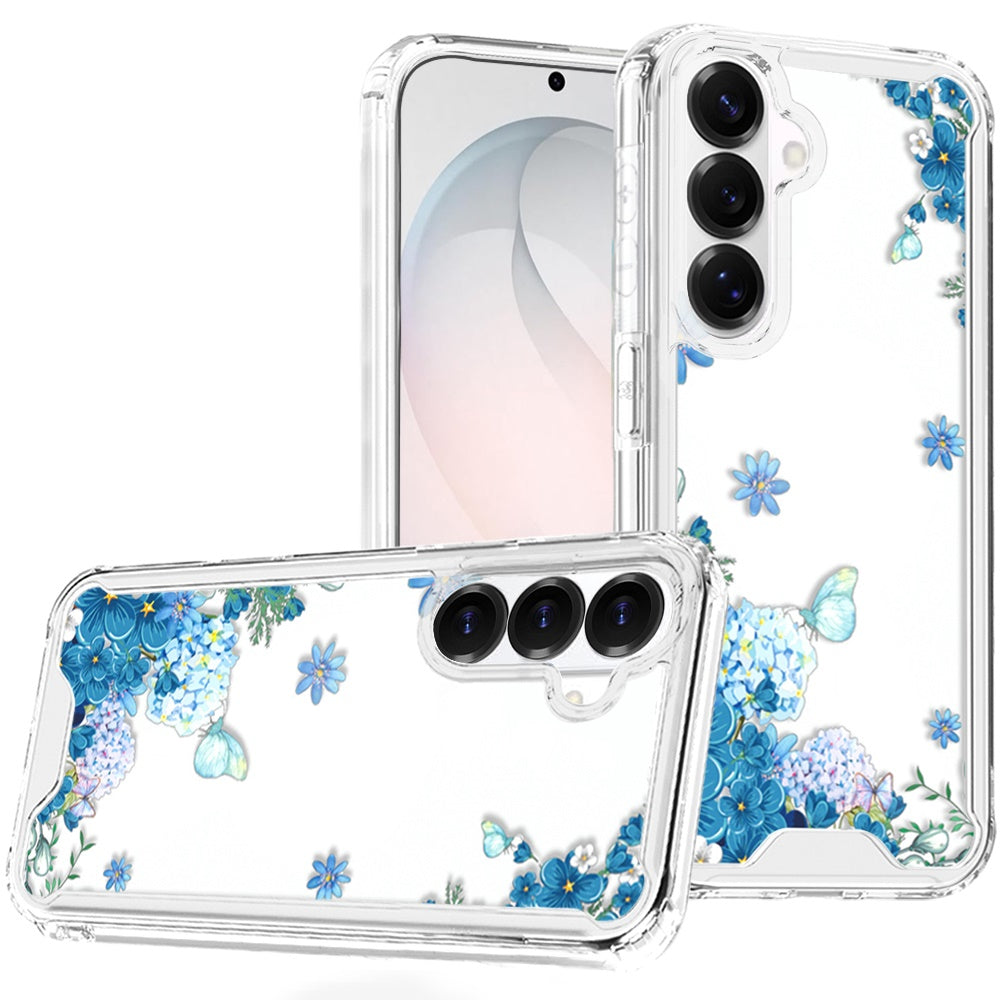 Samsung Galaxy s26 FE Beautiful TPU Designs Case Case - Blue Floral Cascade with Sparkles (1108155) (MSRP $49.99)