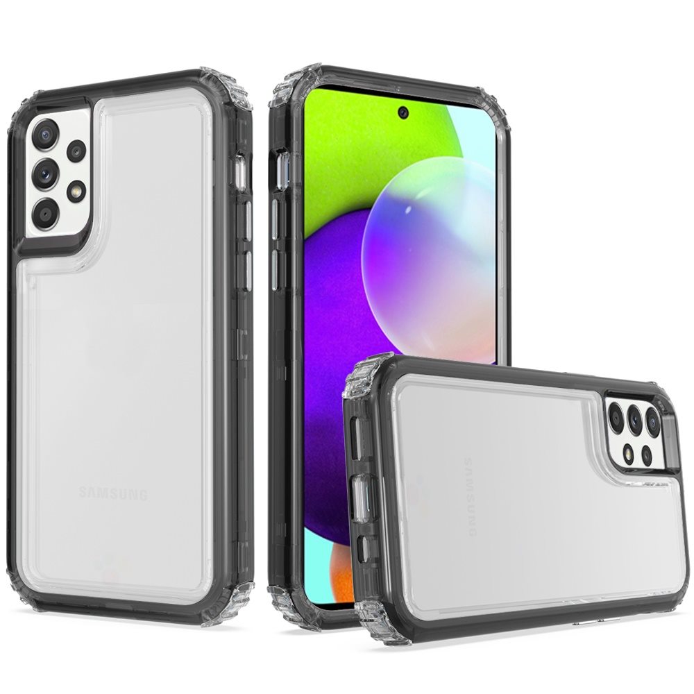 Samsung Galaxy A52 5G Premium Transparent Clear Hybrid Case Cover - Clear/Black (1101382)