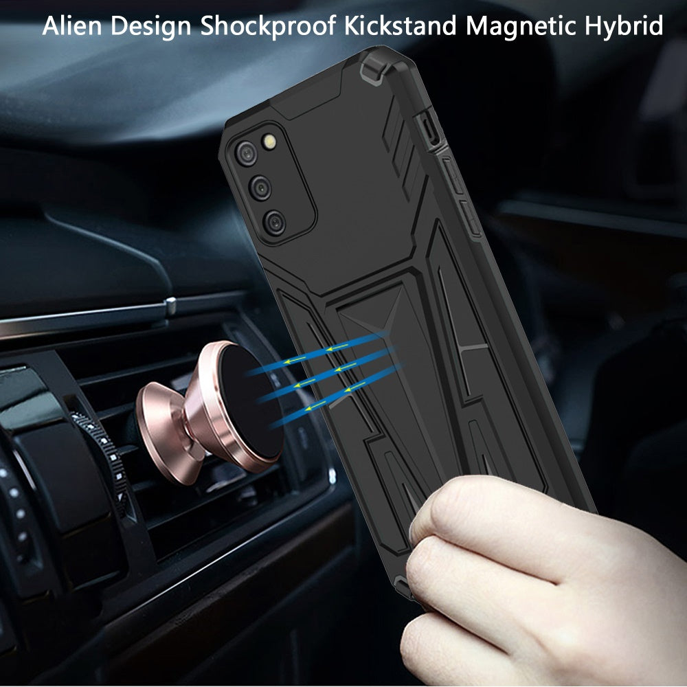 Samsung A02s Alien Design Shockproof Kickstand Magnetic Hybrid Case Cover - Black (1102617)