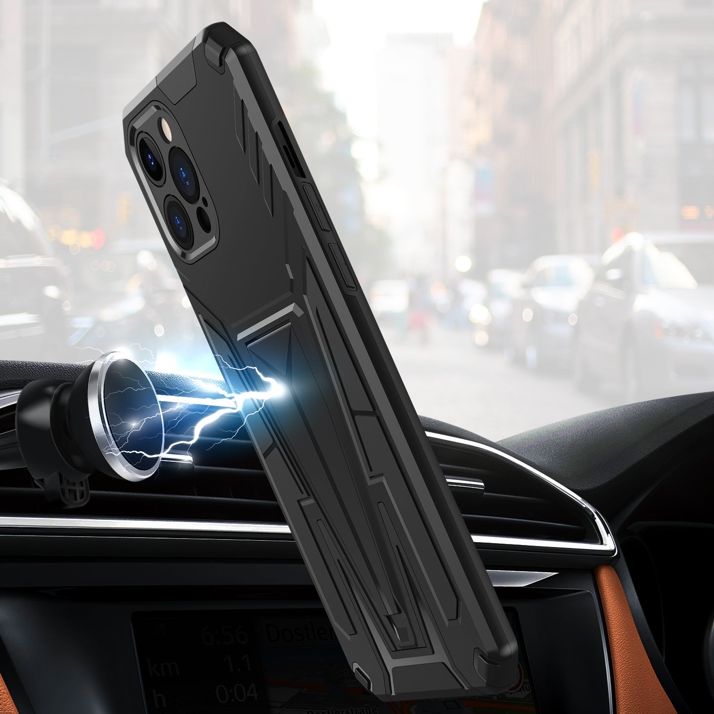 Apple iPhone SE 3 (2022) SE/8/7 Alien Design Shockproof Kickstand Magnetic Hybrid Case Cover - Black (1105161)