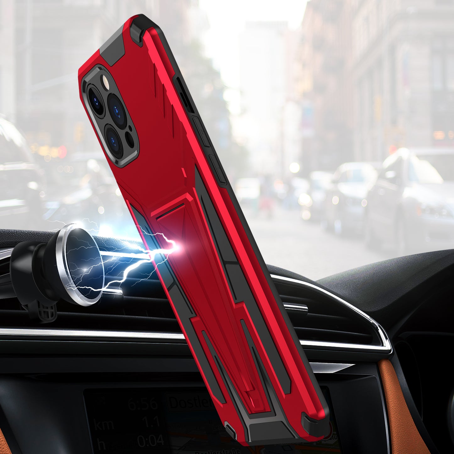 Apple iPhone SE 3 (2022) SE/8/7 Alien Design Shockproof Kickstand Magnetic Hybrid Case Cover - Red (1105163)
