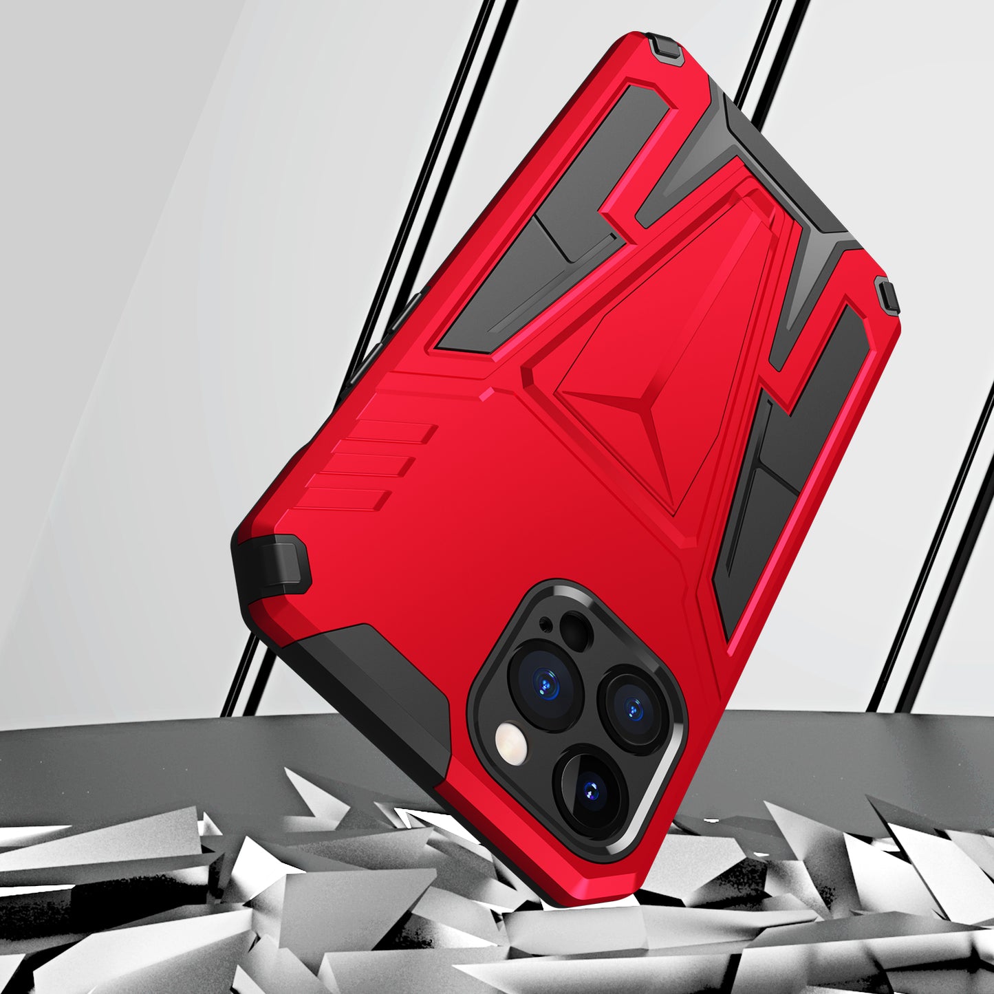 Apple iPhone SE 3 (2022) SE/8/7 Alien Design Shockproof Kickstand Magnetic Hybrid Case Cover - Red (1105163)