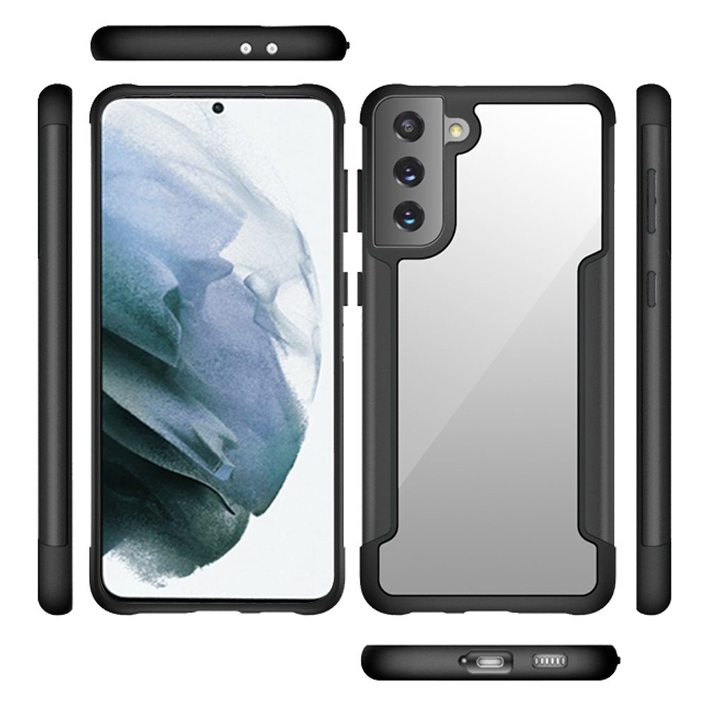 Samsung Galaxy S21 FE Aluminium Alloy Transparent PC TPU Slick Hybrid - Black (1102628)