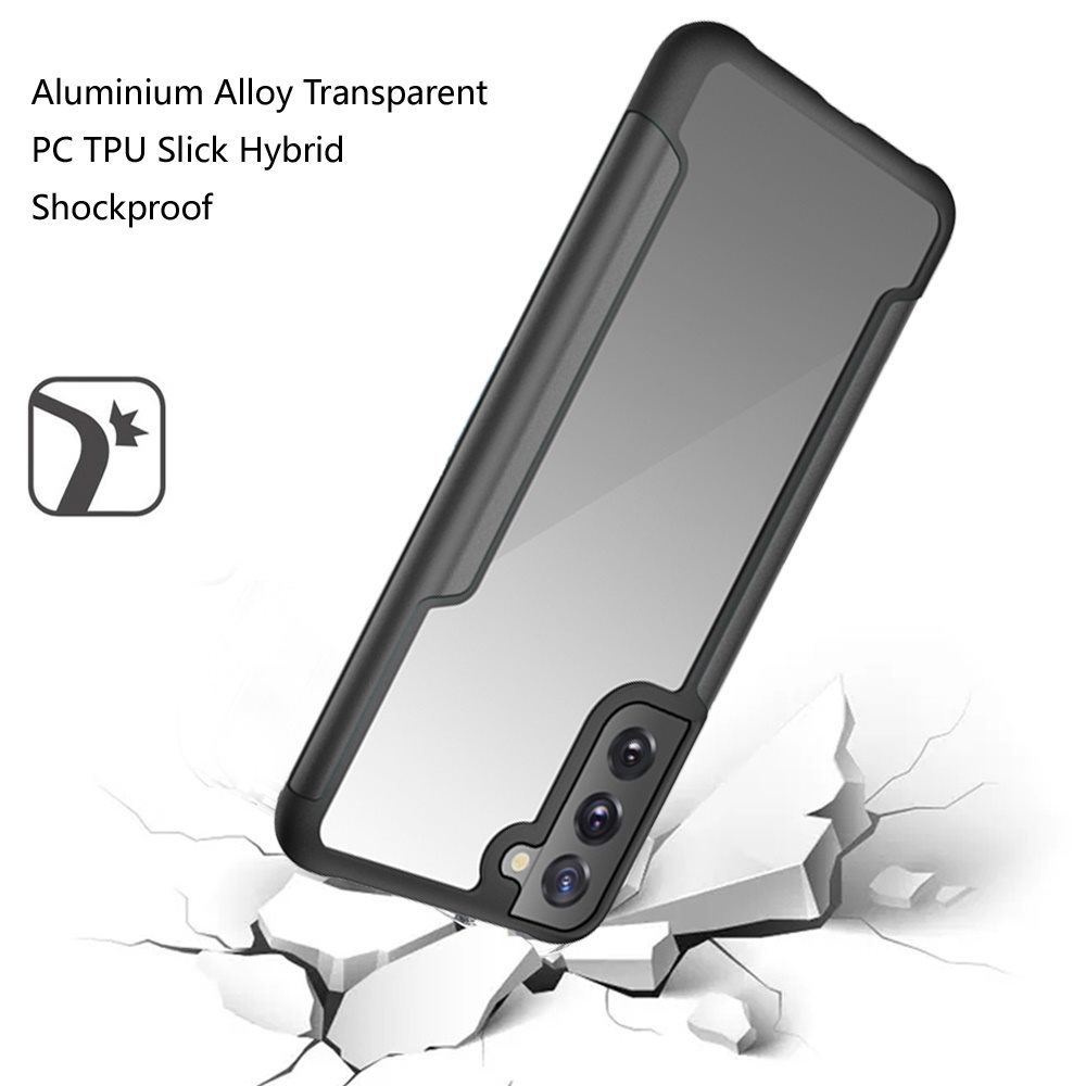 Samsung Galaxy S21 FE Aluminium Alloy Transparent PC TPU Slick Hybrid - Black (1102628)