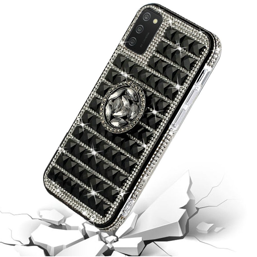 Samsung A02s Trendy Fashion Design Hybrid Case Cover - Ring Stand on Black (1101514)