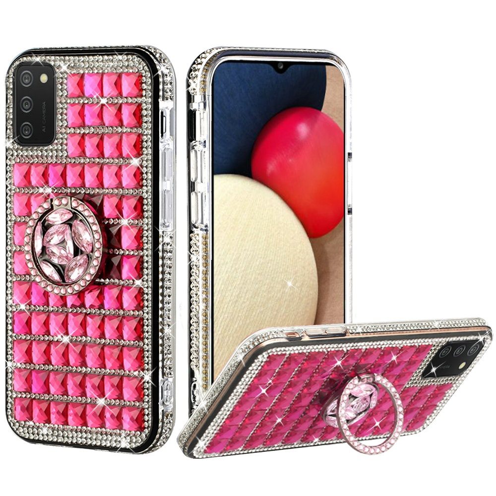 Samsung A02s Trendy Fashion Design Hybrid Case Cover - Ring Stand on Pink (1101515)