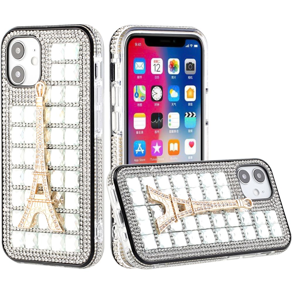 Apple iPhone 12 Mini 5.4 Bling Diamond Crystal Case - Eiffel Tower/Silver (110270)