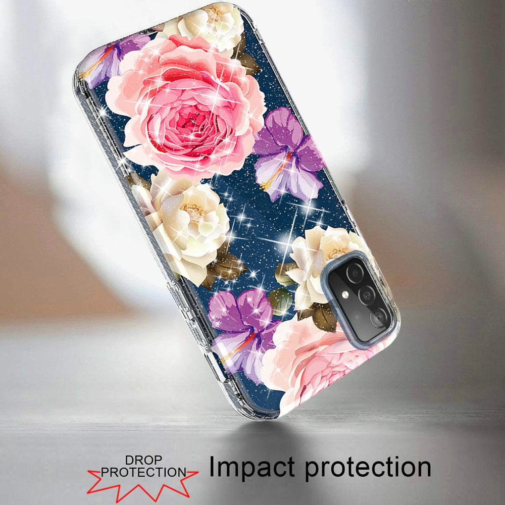 Samsung Galaxy A52 5G BLOOM 2.5mm Floral Glitter TPU Design Case Cover - B (1102916)