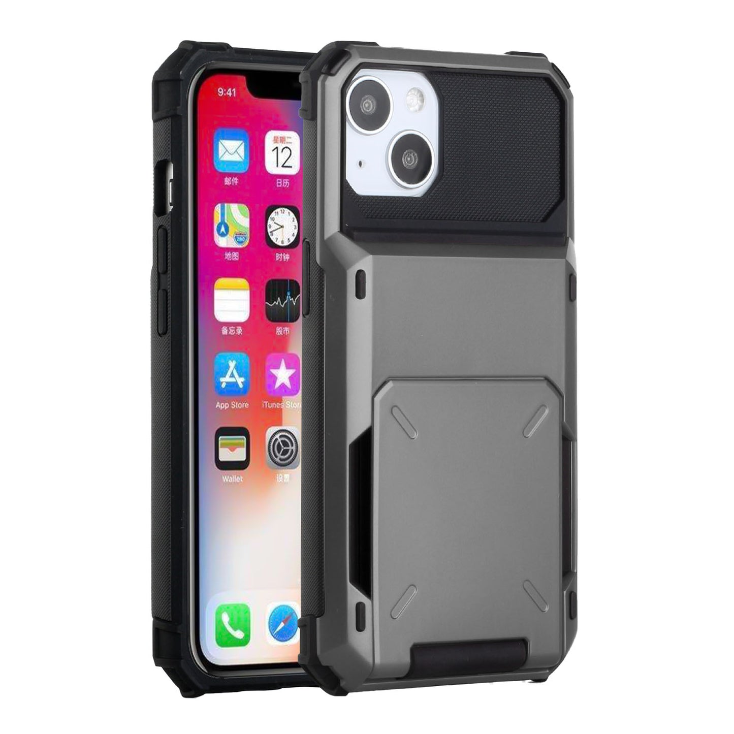 Apple iPhone SE2/8/7 Business Multiple Card Holder (Upto 5 Cards) Shockproof Hybrid Case Cover - Gray (1105168)
