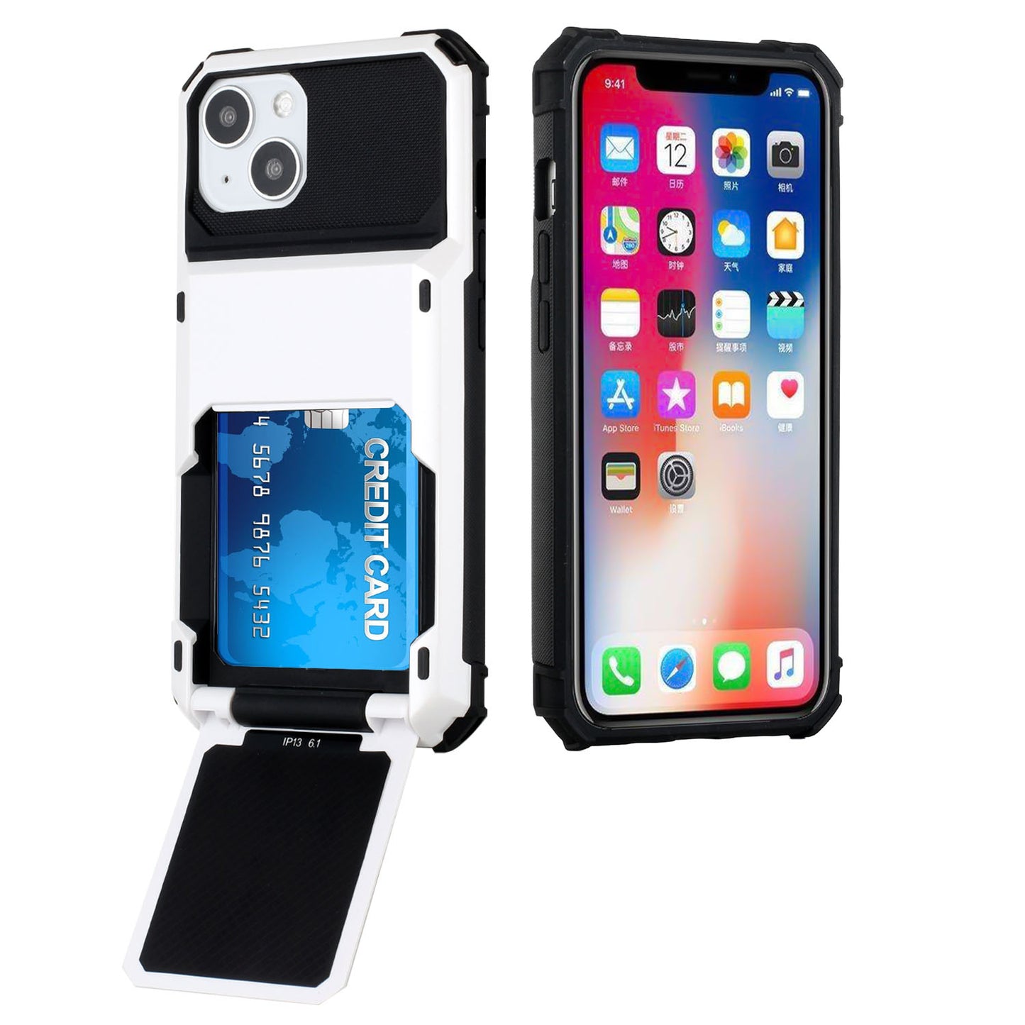 Apple iPhone SE2/8/7 Business Multiple Card Holder (Upto 5 Cards) Shockproof Hybrid Case Cover - White (1104966)