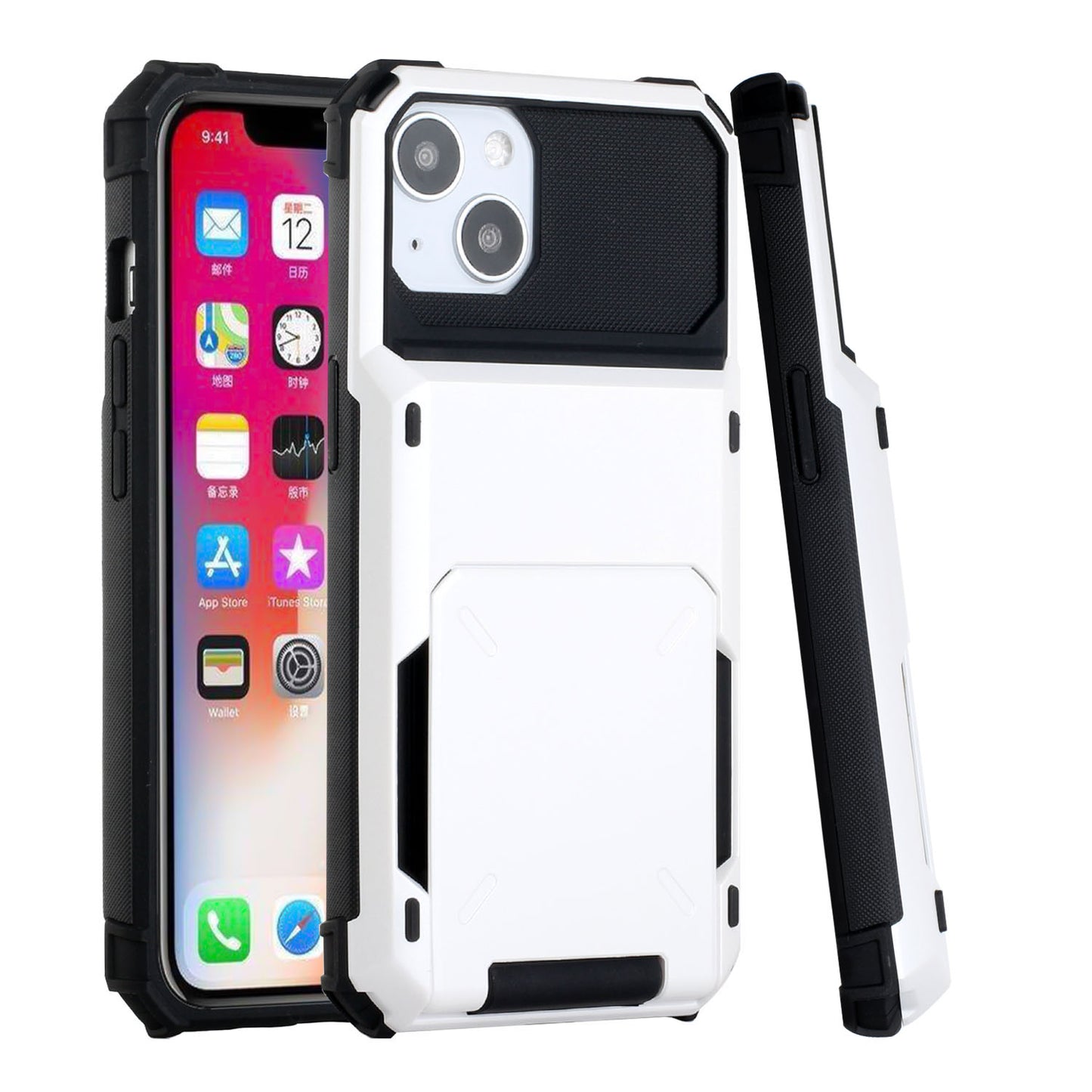 Apple iPhone SE2/8/7 Business Multiple Card Holder (Upto 5 Cards) Shockproof Hybrid Case Cover - White (1104966)