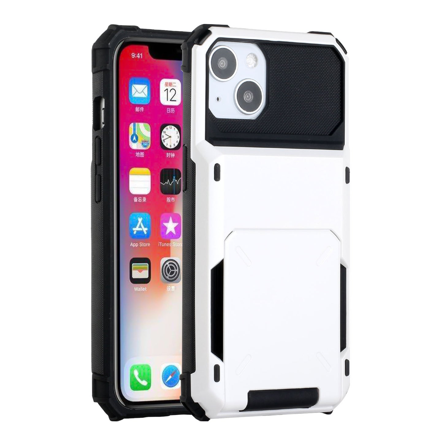 Apple iPhone SE2/8/7 Business Multiple Card Holder (Upto 5 Cards) Shockproof Hybrid Case Cover - White (1104966)