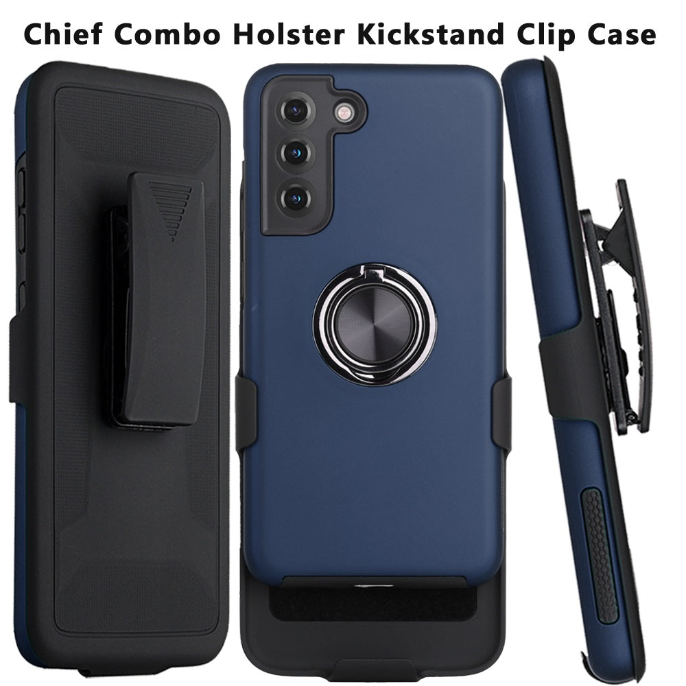 Samsung Galaxy S21 FE 3in1 CHIEF Combo Holster Clip Stand Hybrid Case Cover - Blue (1102630)