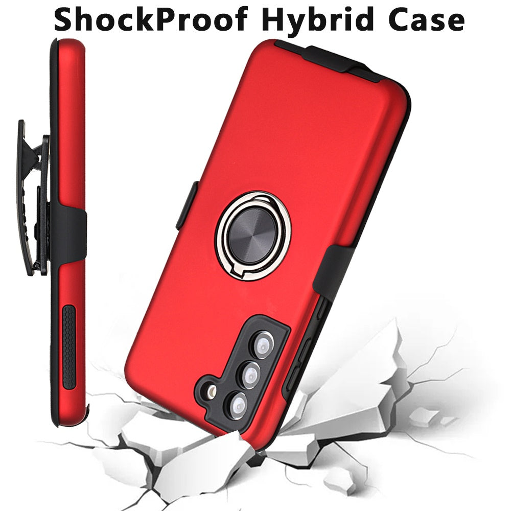 Samsung Galaxy S21 FE 3in1 CHIEF Combo Holster Clip Stand Hybrid Case Cover - Red (1102631)
