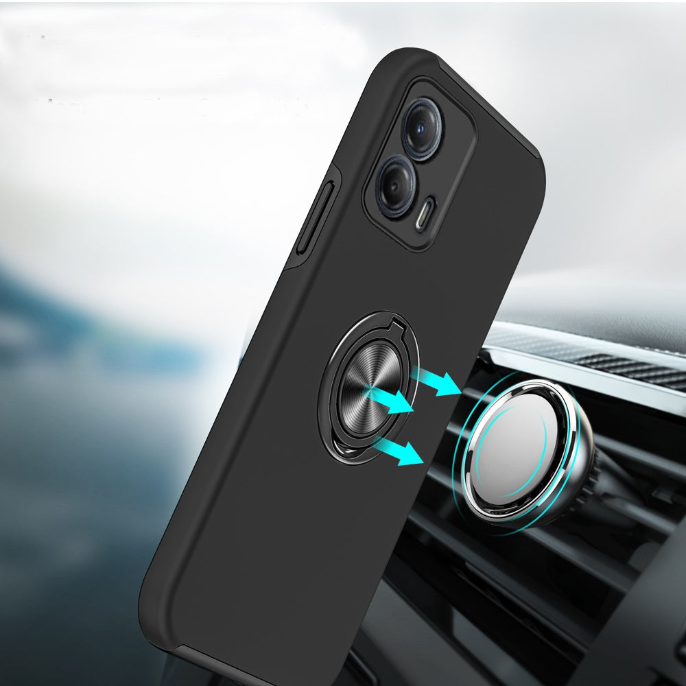 Motorola MOTO G 5G 2023 CHIEF Oil Painted Magnetic Ring Stand Hybrid Case Cover - Black (1105819)
