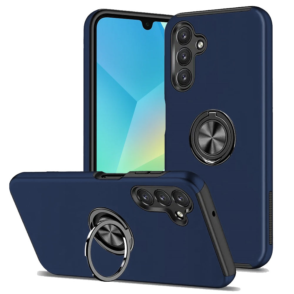 Samsung A16 5G CHIEF Oil Painted Magnetic Ring Stand Hybrid Case Cover - Dark Blue (1102484)