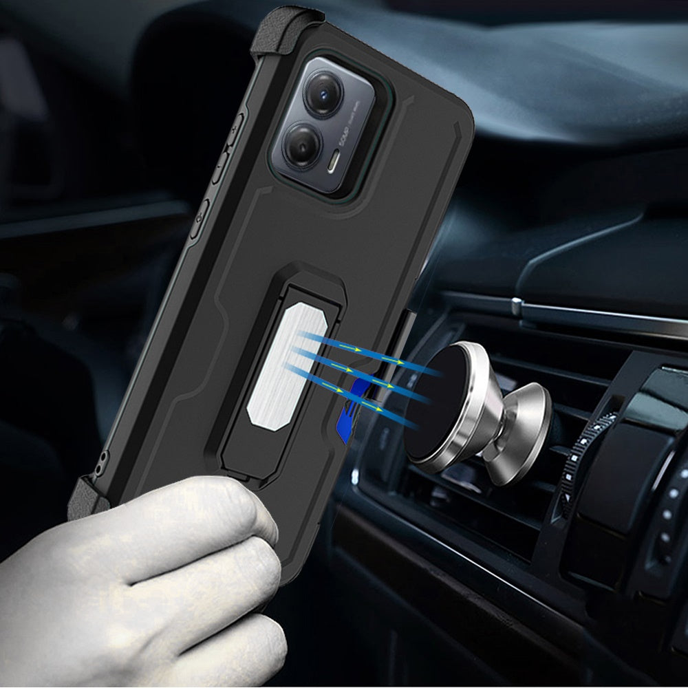 Motorola MOTO G 5G 2023 CARD Holster with Kickstand Clip Hybrid Case Cover - Black (1105836)