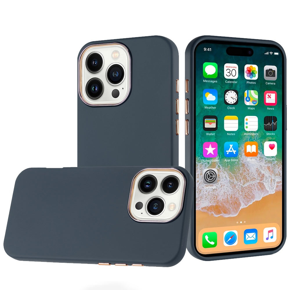 iPhone 16 Pro Max 6.9 inch Classy Slick Chromed Around Hybrid Case Cover - Dark Blue (11037785) ($39.99 MSRP)