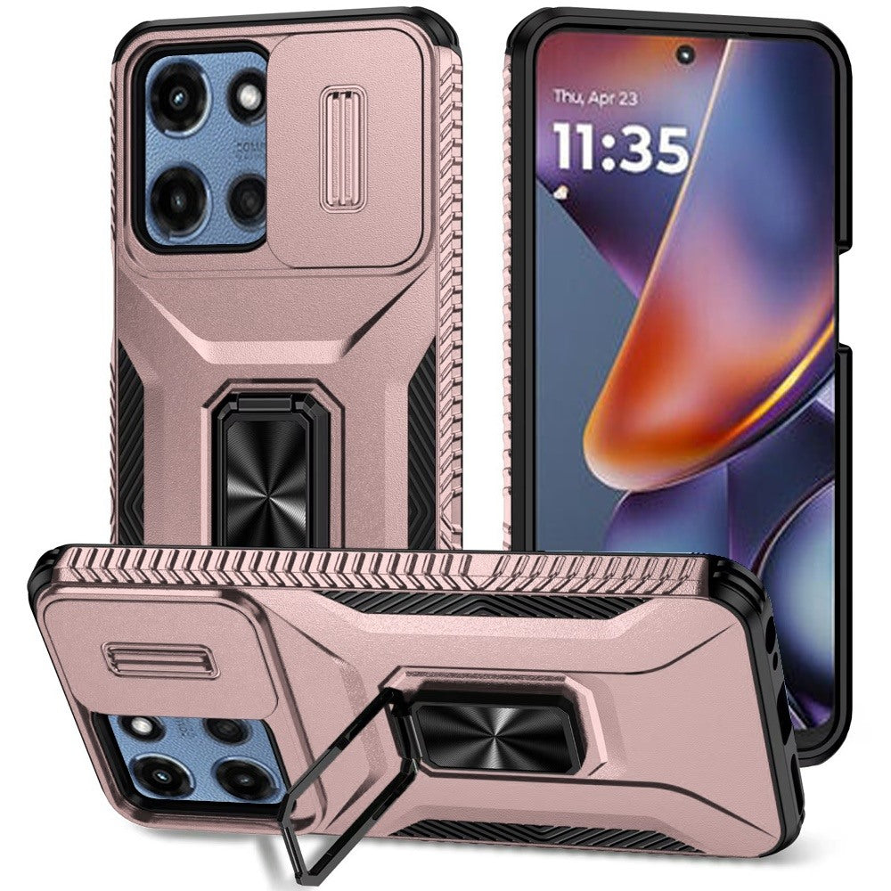 Moto G 5G 2025/2026 - G Play 2026 - Complete Magnetic Metal Ring Stand Camera Protection Hybrid - Rose Gold (1107539) (MSRP 49.99)