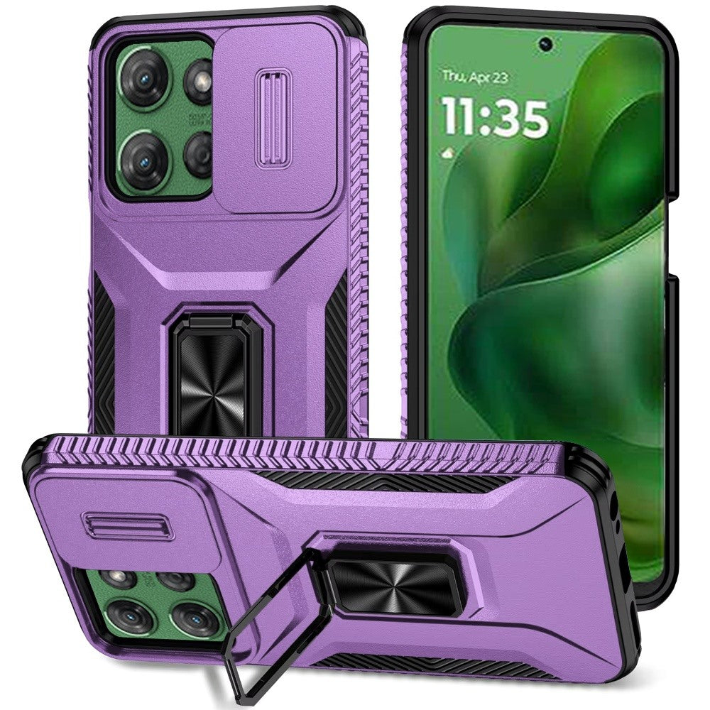 Motorola Moto G Power 5G 2025 Complete Magnetic Metal Ring Stand Camera Protection Hybrid - Dark Purple (1102635)