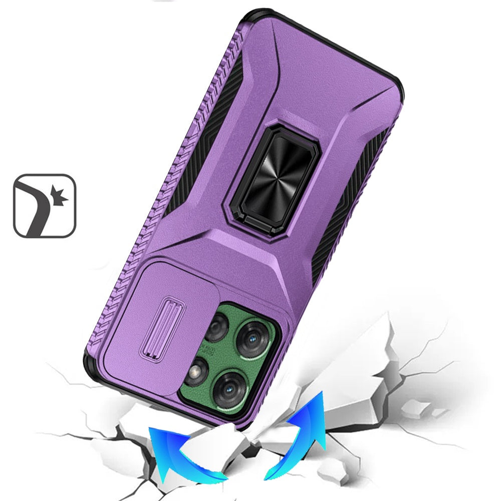 Motorola Moto G Power 5G 2025 Complete Magnetic Metal Ring Stand Camera Protection Hybrid - Dark Purple (1102635)