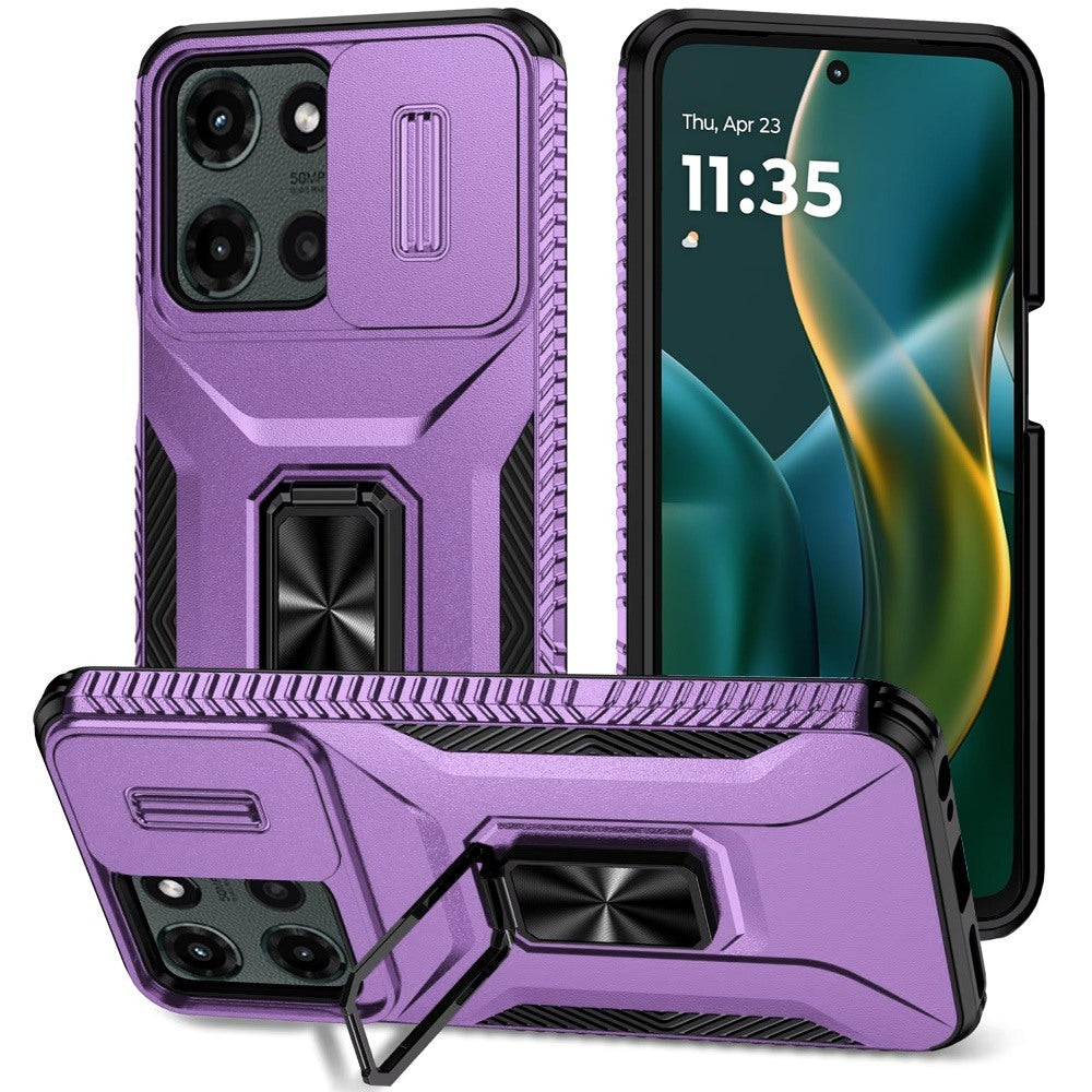 Moto G Stylus 5G 2025 Complete Magnetic Metal Ring Stand Camera Protection Hybrid - Dark Purple (1102840)