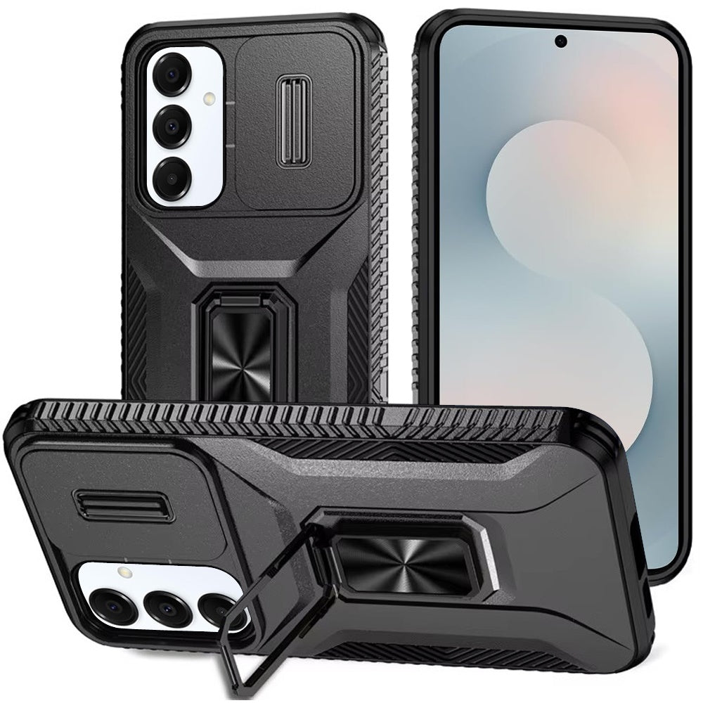 Samsung s25 FE Complete Magnetic Metal Ring Stand Camera Protection Hybrid - Black ( 1103584) (MSRP $39.99)