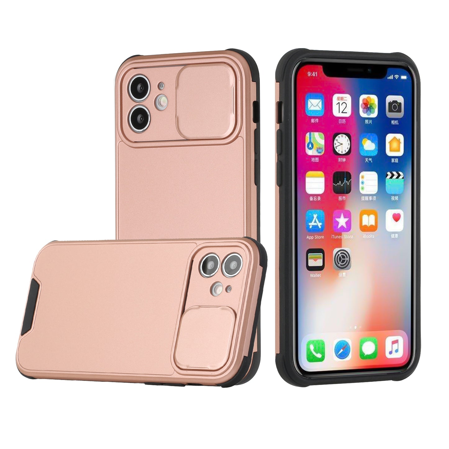Apple iPhone 13 Pro Max Heavy Duty Camera Protection Shockproof Hybrid Case Cover - Rose Gold (1102747)