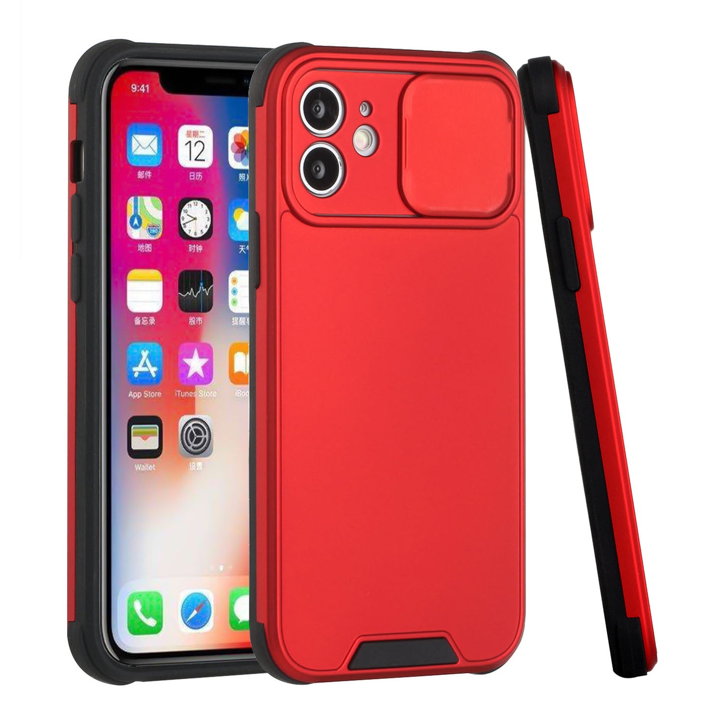 Apple iPhone 13 Pro Max Heavy Duty Camera Protection Shockproof Hybrid Case Cover - Red (1102746)