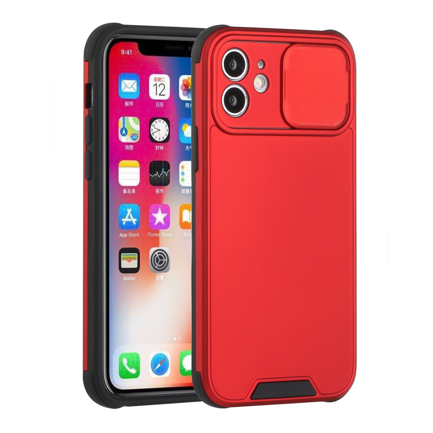 Apple iPhone 13 Pro Max Heavy Duty Camera Protection Shockproof Hybrid Case Cover - Red (1102746)