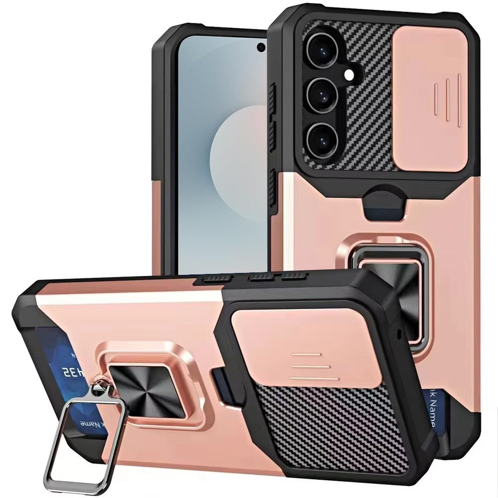 Samsung s25 FE Complete Magnetic Metal Ring Stand Camera Protection Hybrid - Rose Gold ( 1103586) (MSRP $39.99)
