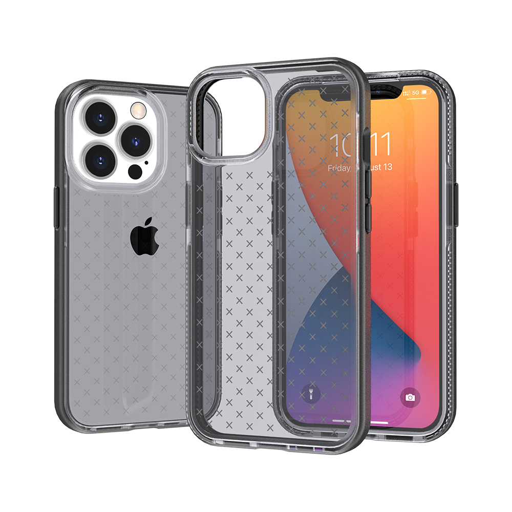 Apple iPhone 13 Pro CROSS Design Ultra Thick 3.0mm Transparent ShockProof Hybrid Case Cover - Black (1102772)