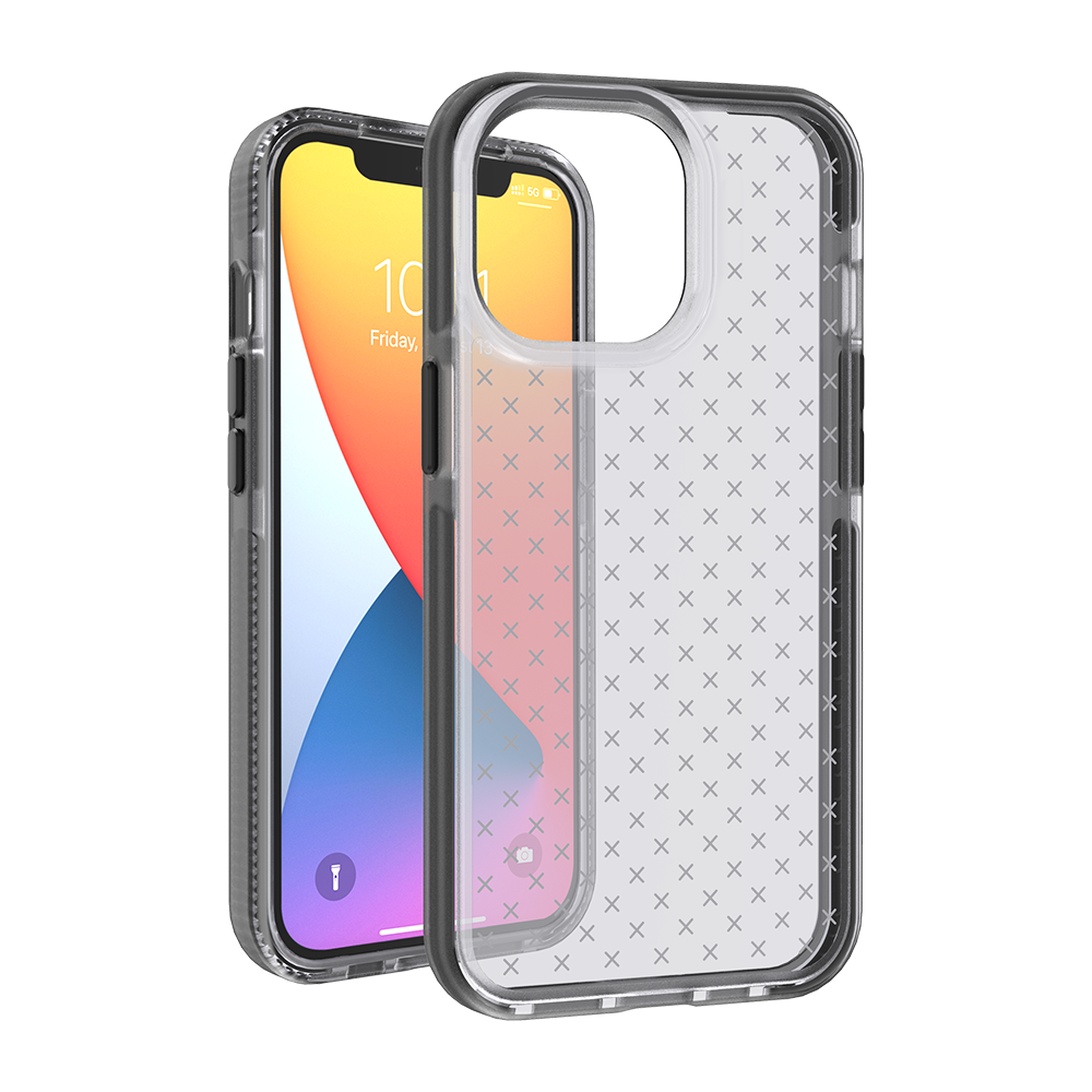 Apple iPhone 13 Pro CROSS Design Ultra Thick 3.0mm Transparent ShockProof Hybrid Case Cover - Black (1102772)