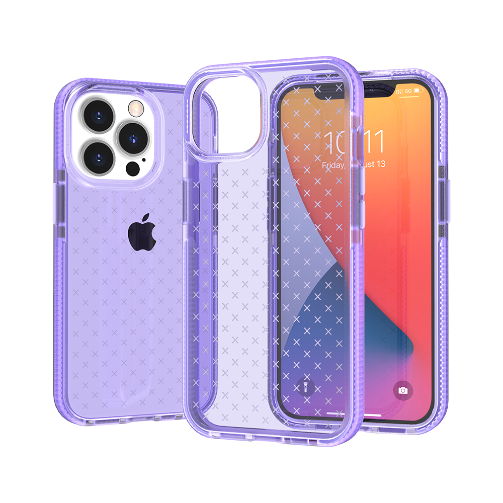 Apple iPhone 13 Pro CROSS Design Ultra Thick 3.0mm Transparent ShockProof Hybrid Case Cover - Purple (1102773)