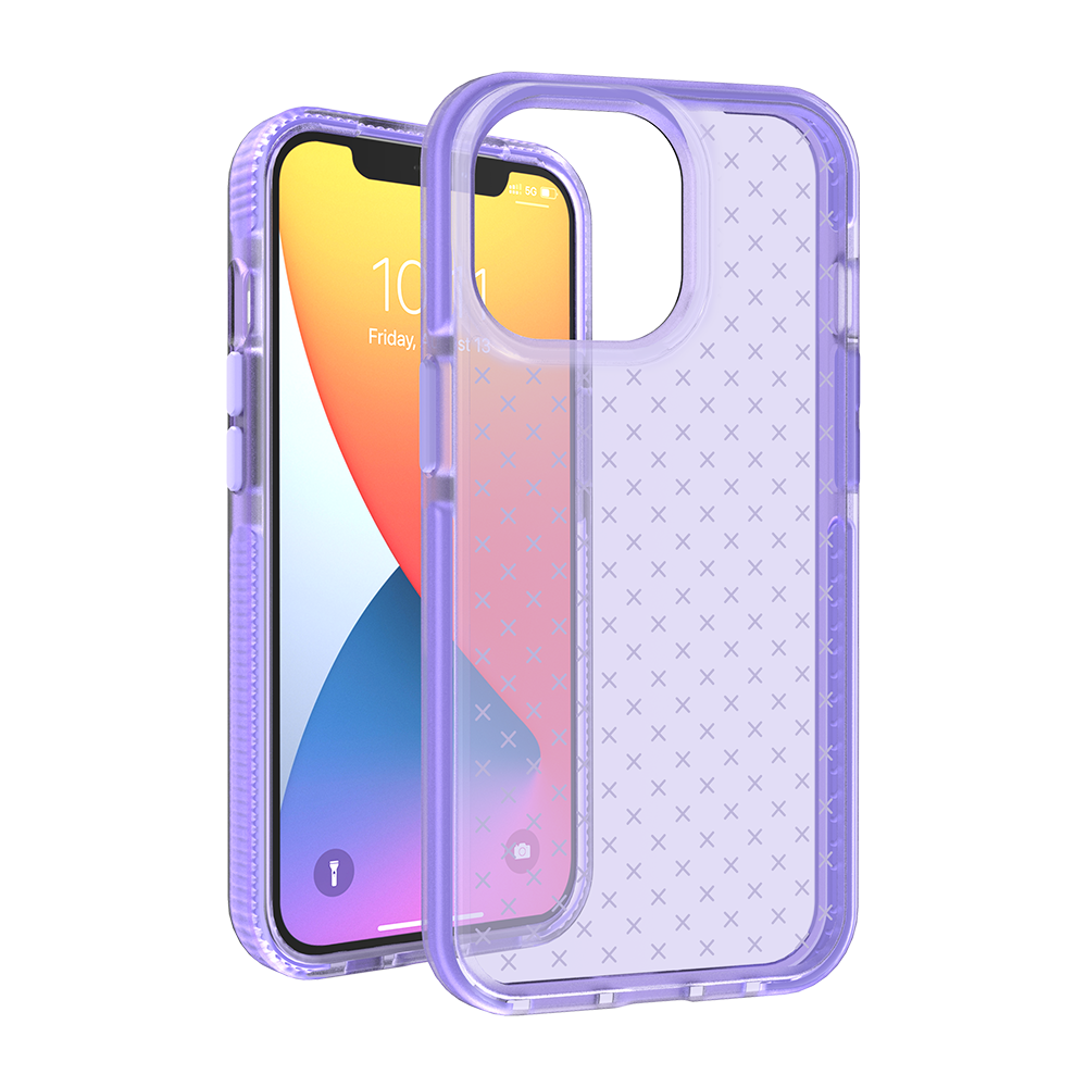 Apple iPhone 13 Pro CROSS Design Ultra Thick 3.0mm Transparent ShockProof Hybrid Case Cover - Purple (1102773)