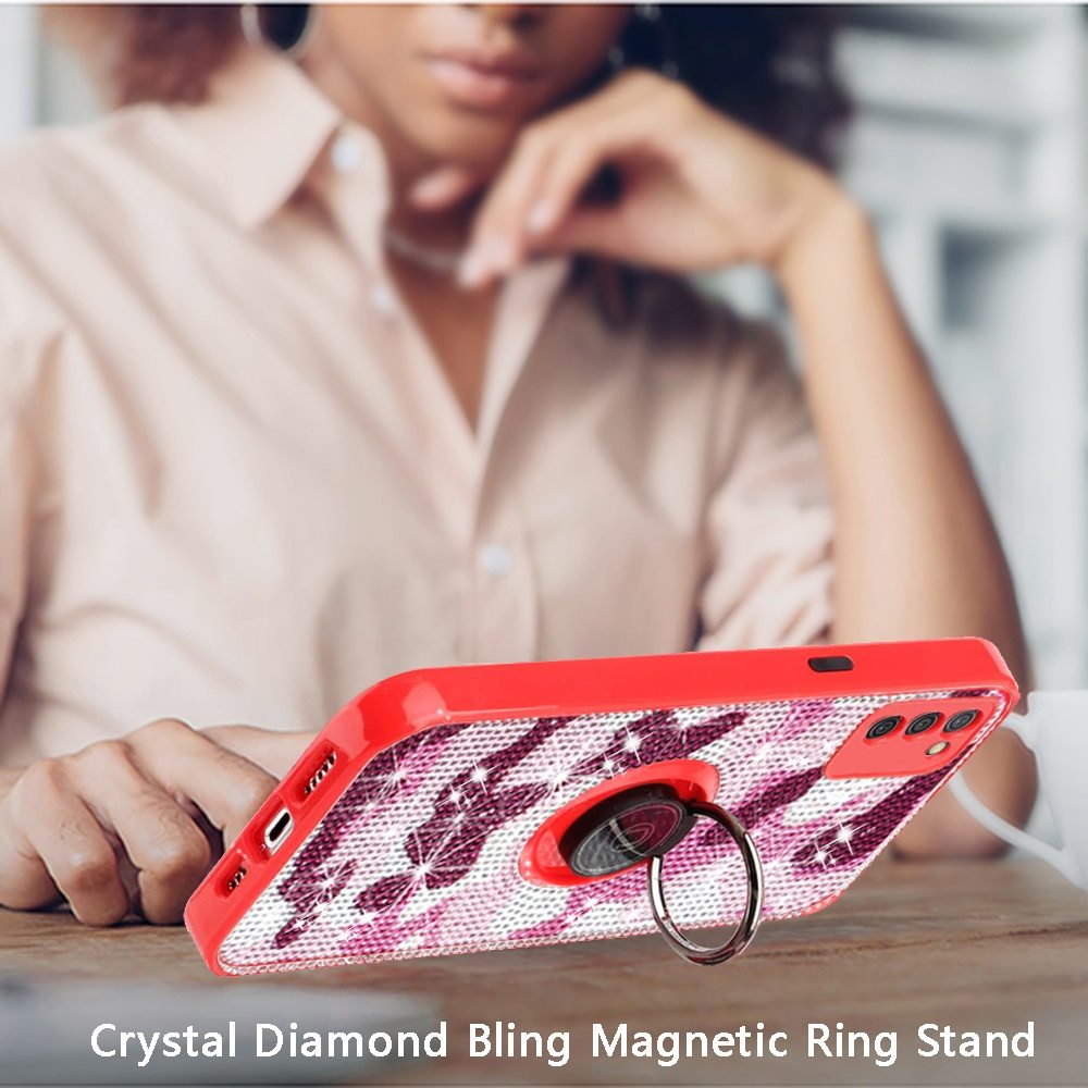 Samsung A02s Crystal Diamond Bling Magnetic Ring Stand Case Cover - CAMO B (1101402)
