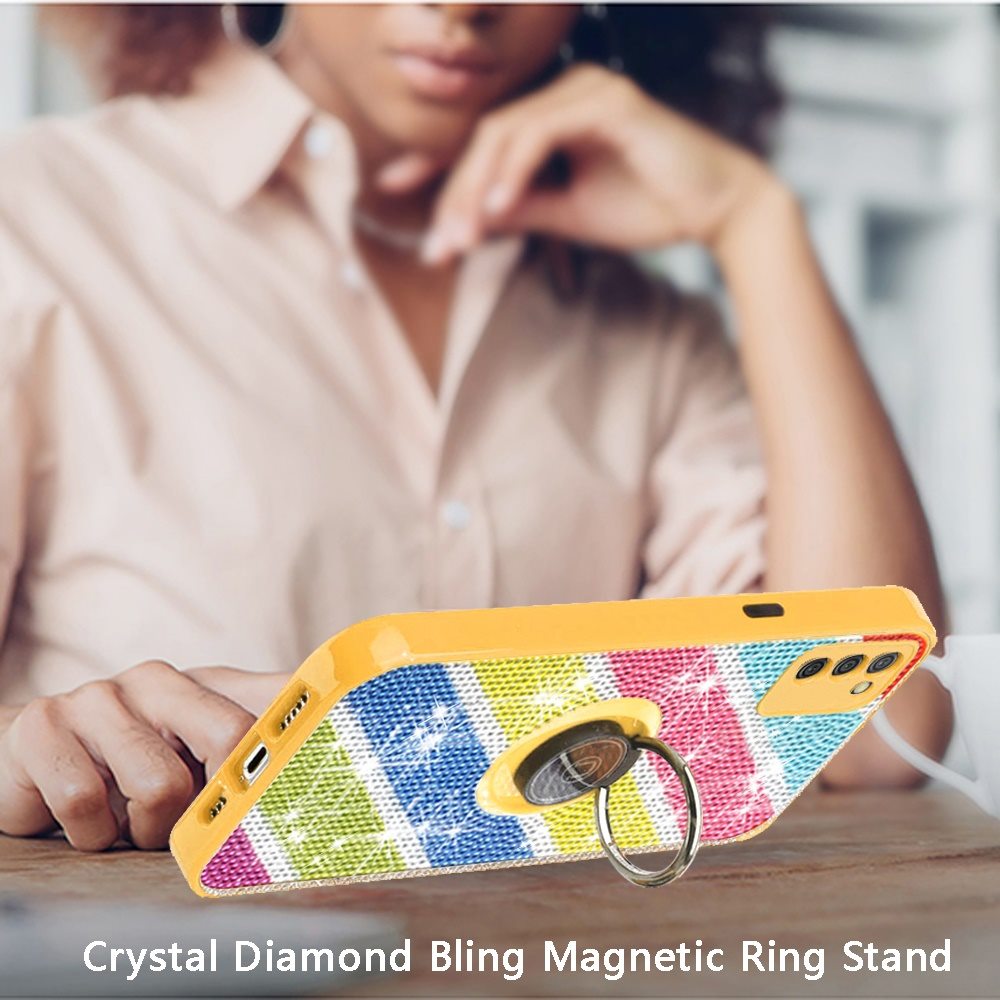 Samsung A52 5G Crystal Diamond Bling Magnetic Ring Stand Case Cover - Colorful (1101577)