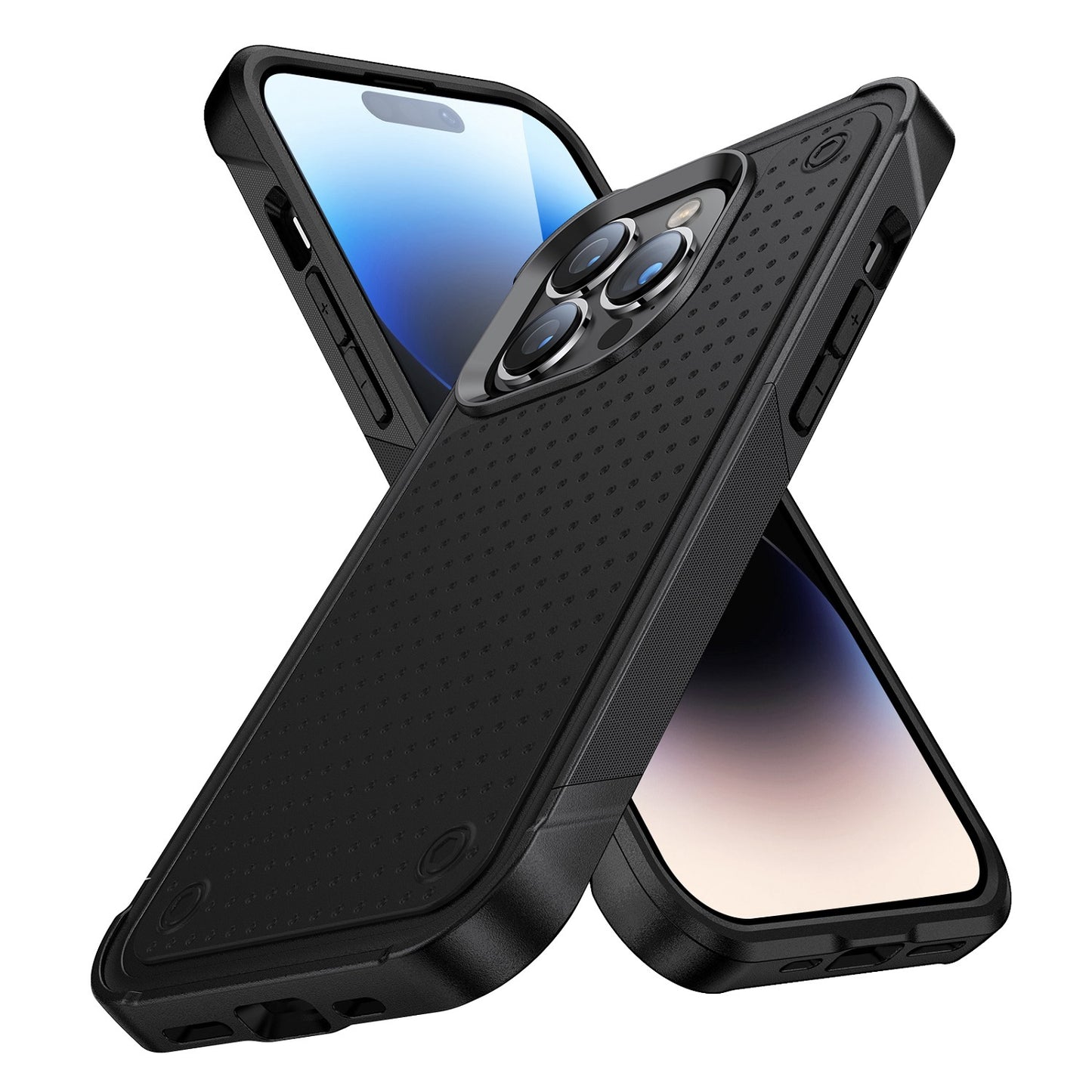 iPhone 15 Pro Max DOT Thick Beautiful Hybrid Case Cover - Black/Black (1106176)