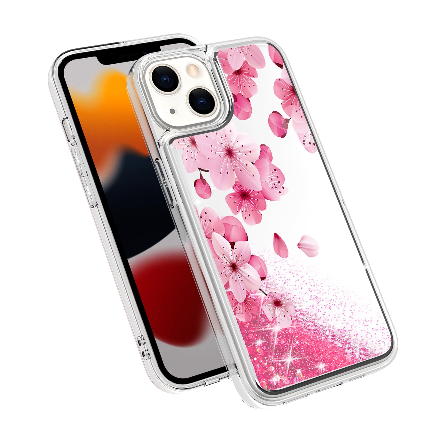 Apple iPhone XR Design Water Quicksand Glitter Case Cover - Blossom Floral (1102725)