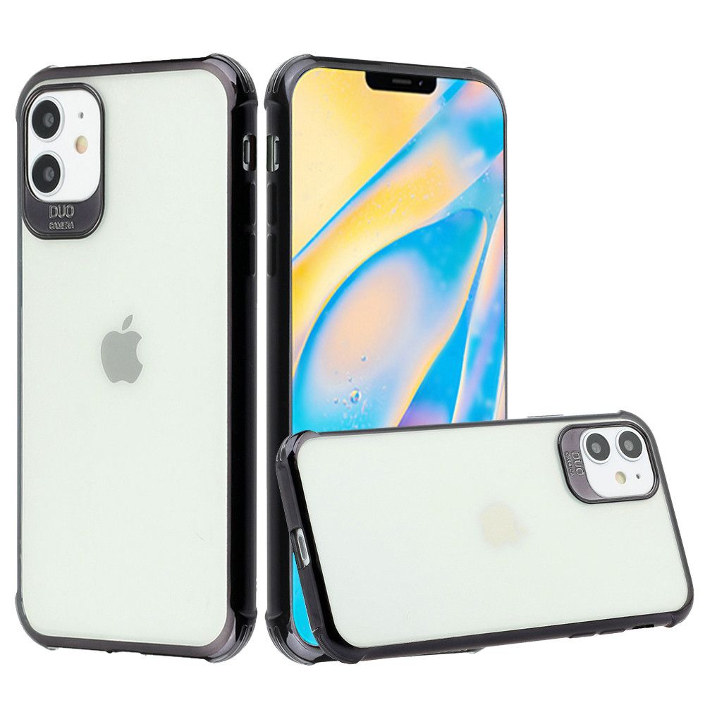 Apple iPhone 12 5.4'' Chrome Edged Transparent Case Cover - Clear/Black (10374)