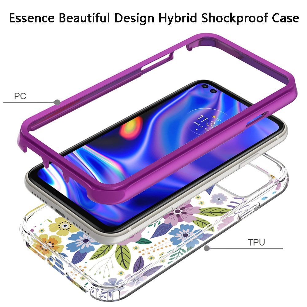 Moto One 5G 6.7 Essence Beautiful Design Hybrid Shockproof Case Cover - Flowers (1101873)